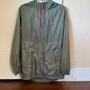 Columbia Olive Windbreaker with Pink Details